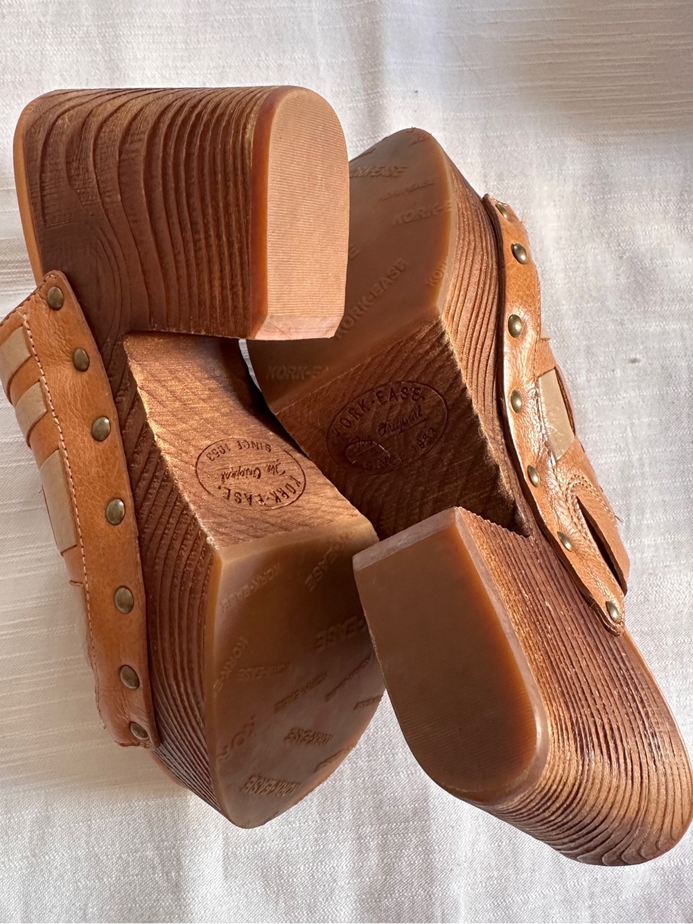 Kork-Ease Charissa Two-Tone Woven Leather Platform Clogs Mules | 9 - Picture 9 of 12